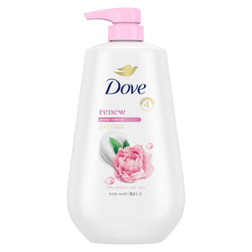 Dove front packaging showing Renew Peony & Rose Oil benefits