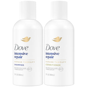 Dove travel set front packaging showing compact repair duo and convenience