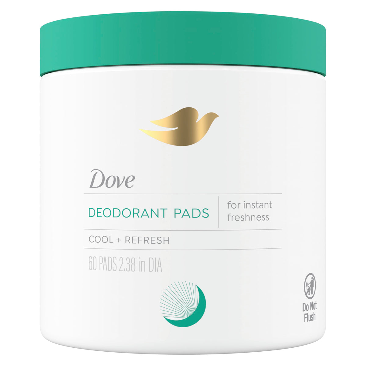 Dove front packaging showing 60-count pads and Fresh Waterlily scent for confidence