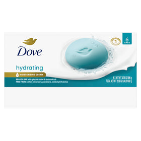 Dove glacial water and avocado oil bar close-up displaying smooth surface and nourishing look