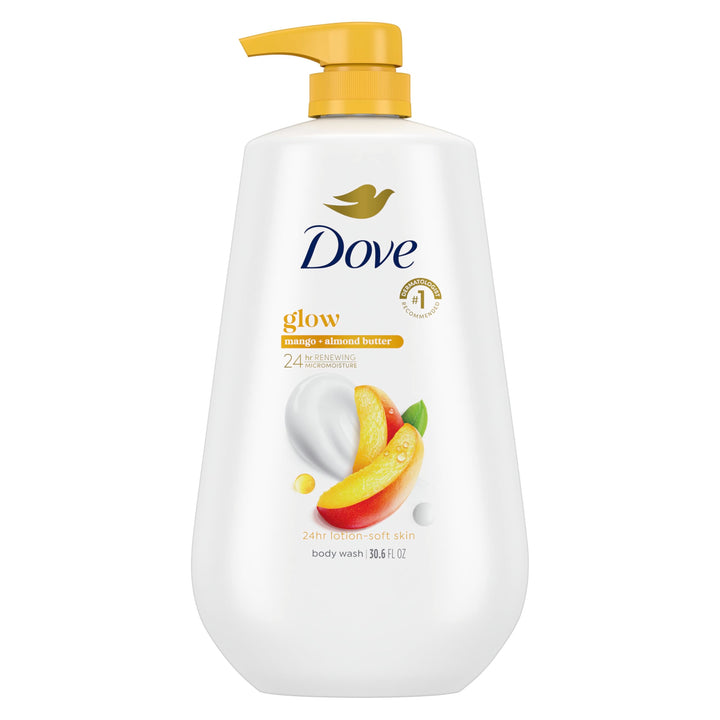 Dove bottle front packaging showing product and size for easy identification and benefit