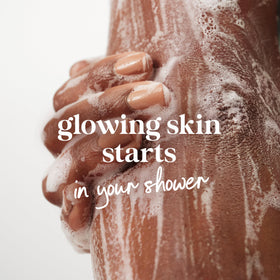 Lifestyle image of person using Dove in shower for a sensory uplifting routine