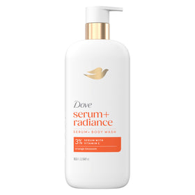 Dove bottle front packaging showing label and glow benefits