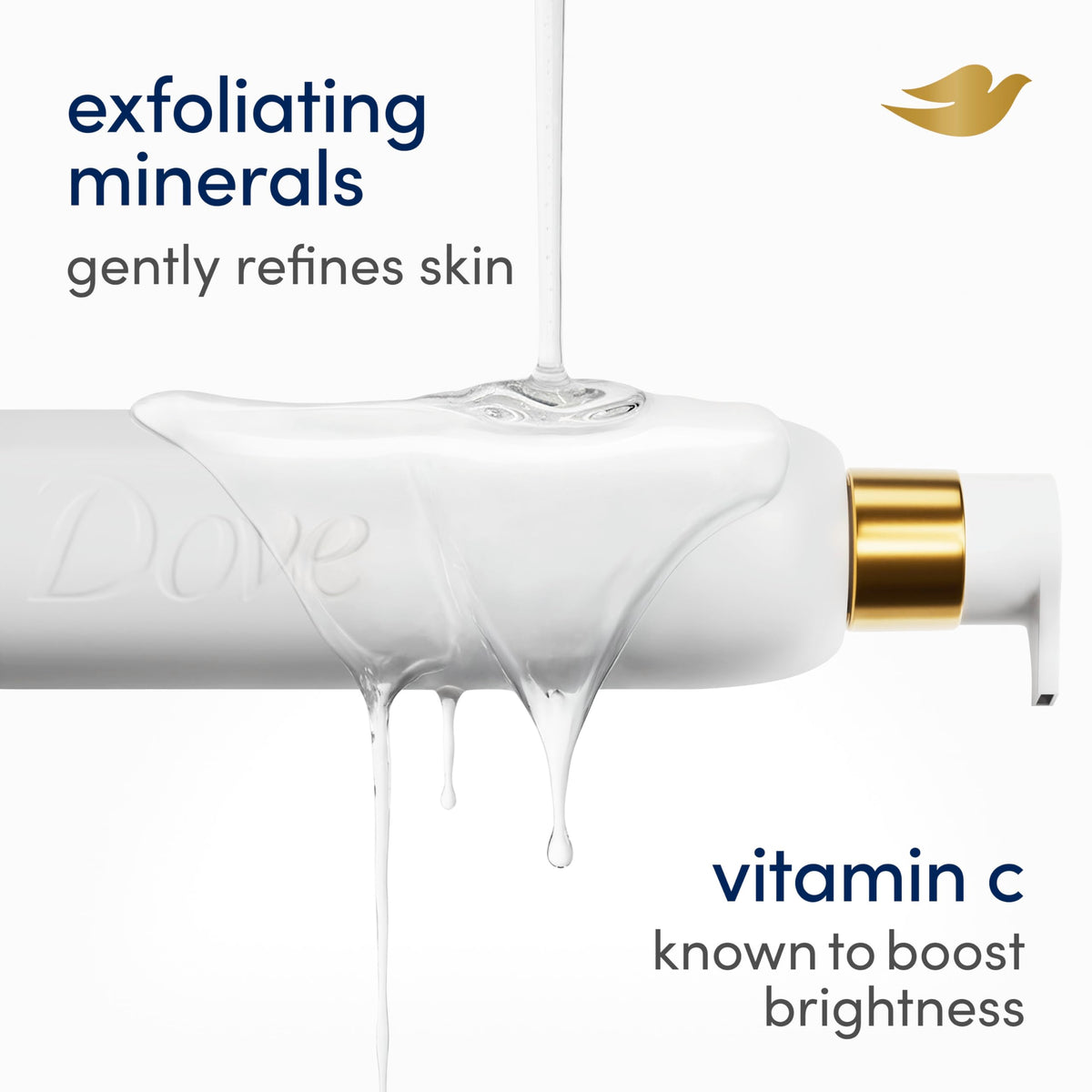 Dove label detail with dermatologist collaboration and vegan certification benefit