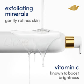 Dove label detail with dermatologist collaboration and vegan certification benefit