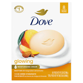 Dove glowing beauty bar front packaging showing nourishing mango scent