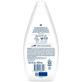 Dove pump action close-up dispensing body wash, easy one-hand use benefit