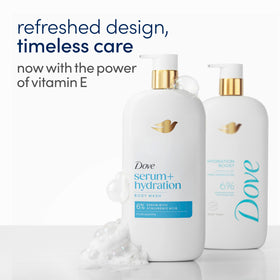 Dove velvety foam lather demonstrating gentle cleanses and softness