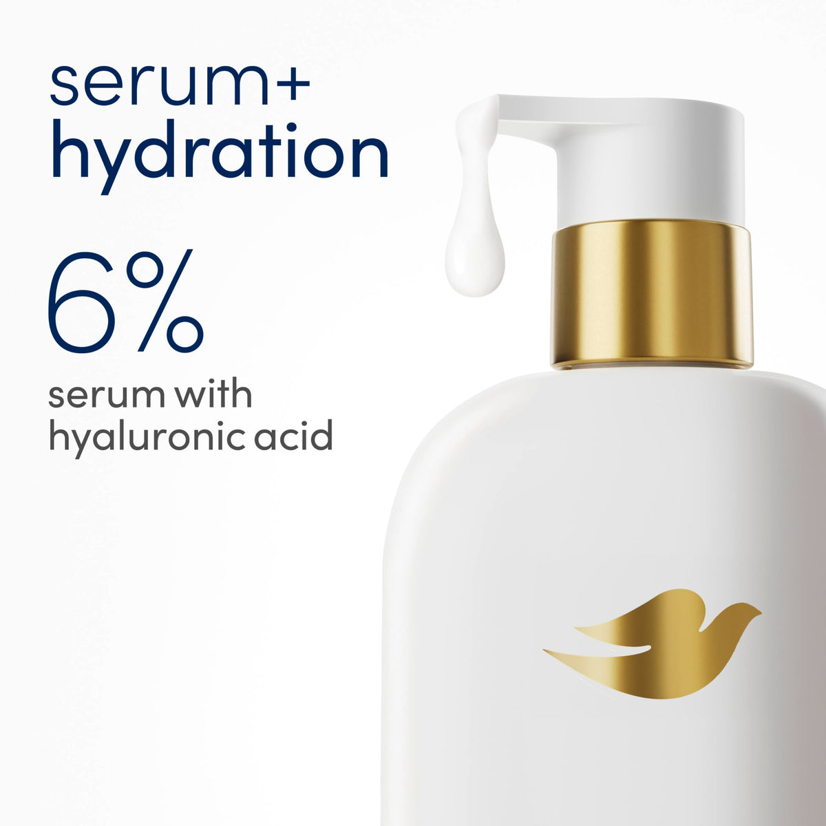 Dove ingredient label showing hyaluronic acid and 6% hydrating serum