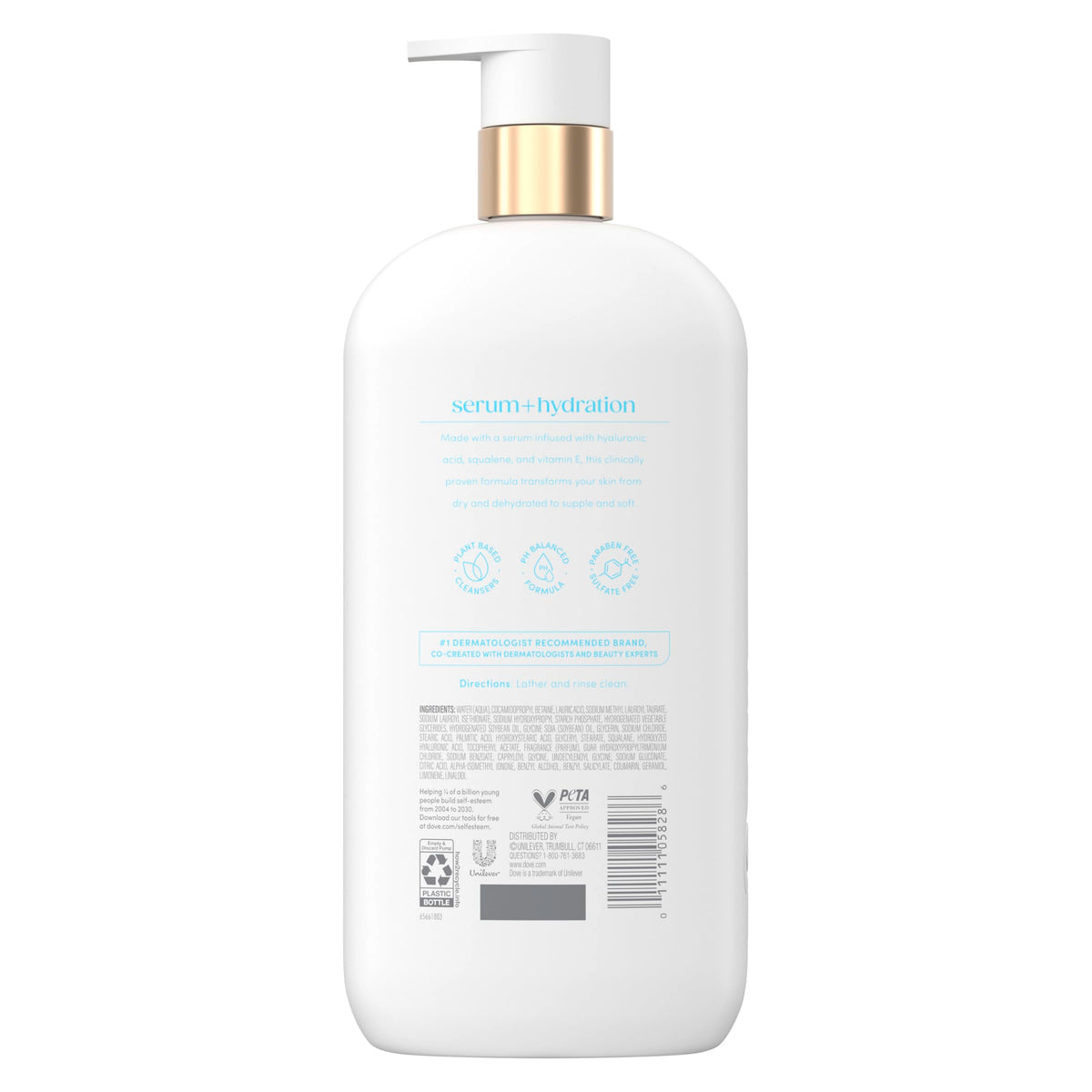 Dove pump dispensing creamy wash texture for instant moisture
