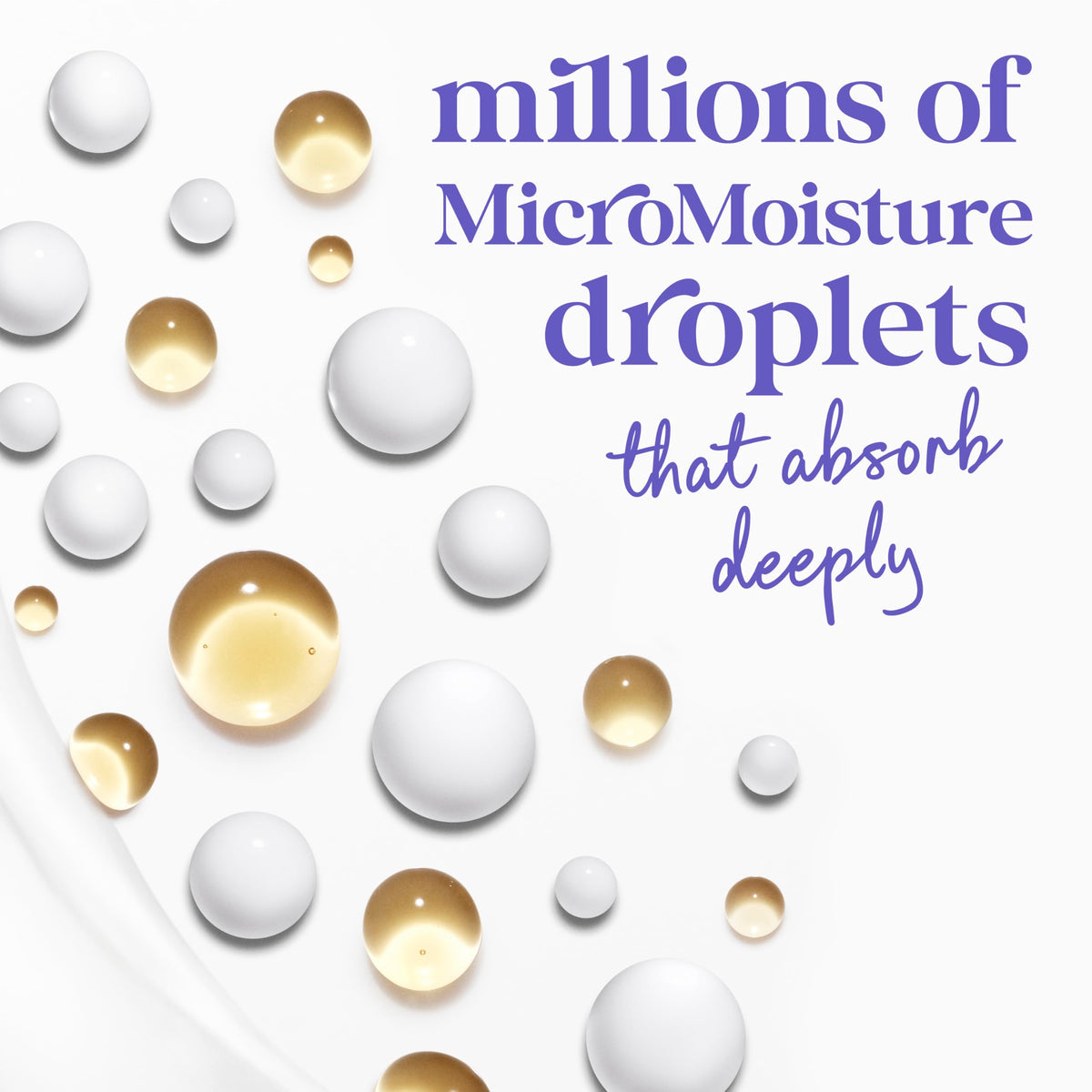 Close-up of MicroMoisture droplets and plant-based moisturizers in Dove
