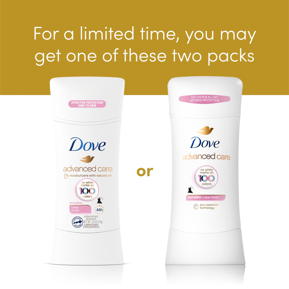 Dove ingredient label featuring Pro-Ceramide Technology for skin barrier care