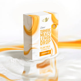 Dove turmeric and milk visual highlighting plant-based nutrients benefit