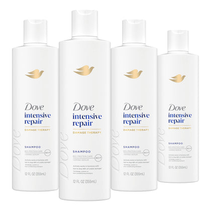 Dove front packaging showing 4-count bottles and clear product benefit.