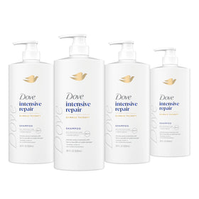 Dove bottle front packaging showing Intensive Repair benefits and size