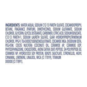 Dove ingredient graphic emphasizing amino serum and protein rebuilding action.