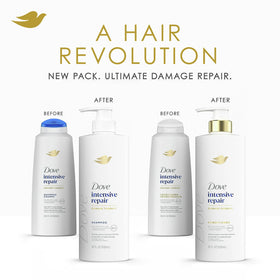Dove intensive repair serum close-up highlighting a lightweight finish for smoother hair