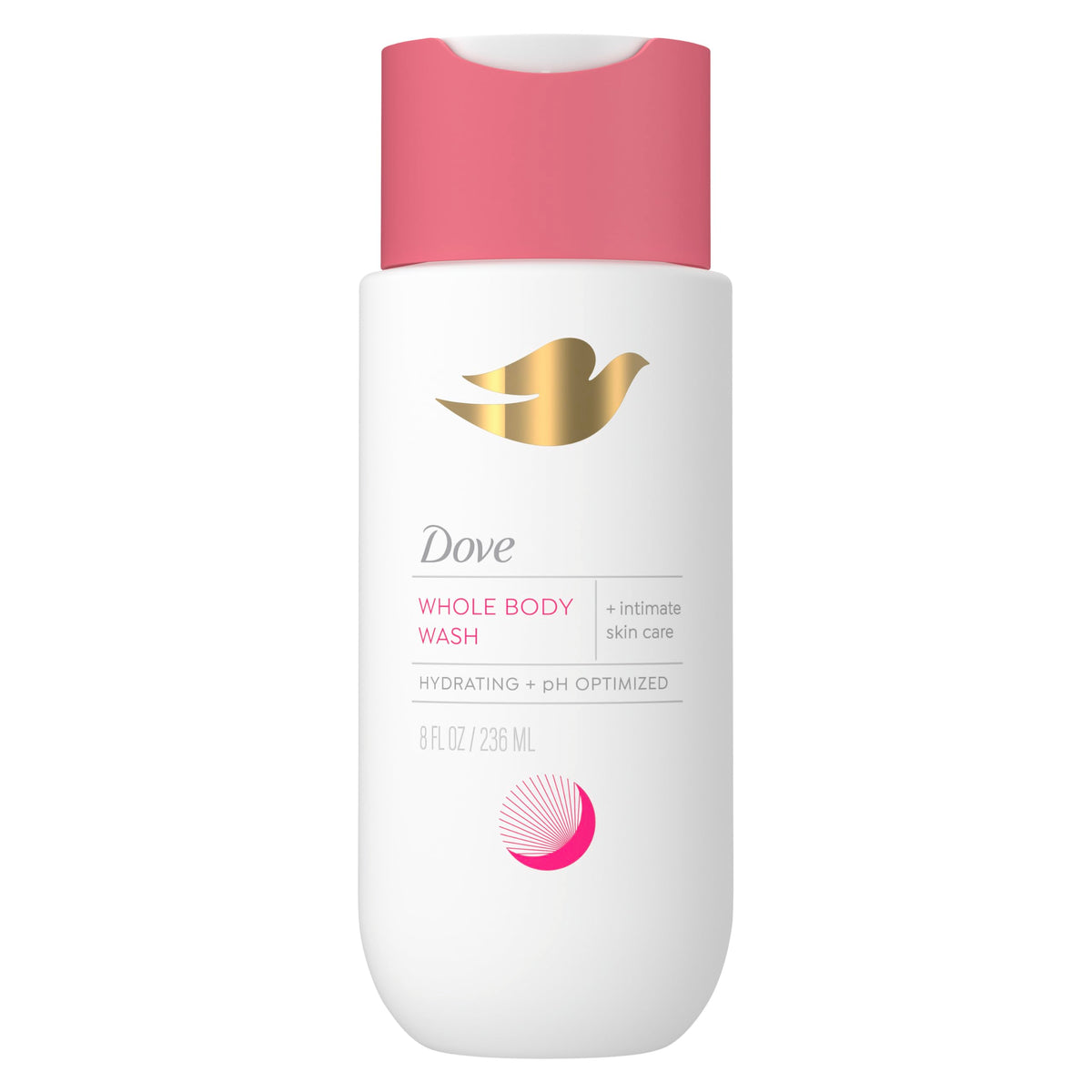 Dove intimate wash front packaging showing gentle formula and 8 oz benefit