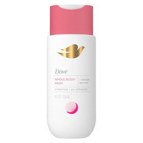 Dove intimate wash front packaging showing gentle formula and 8 oz benefit