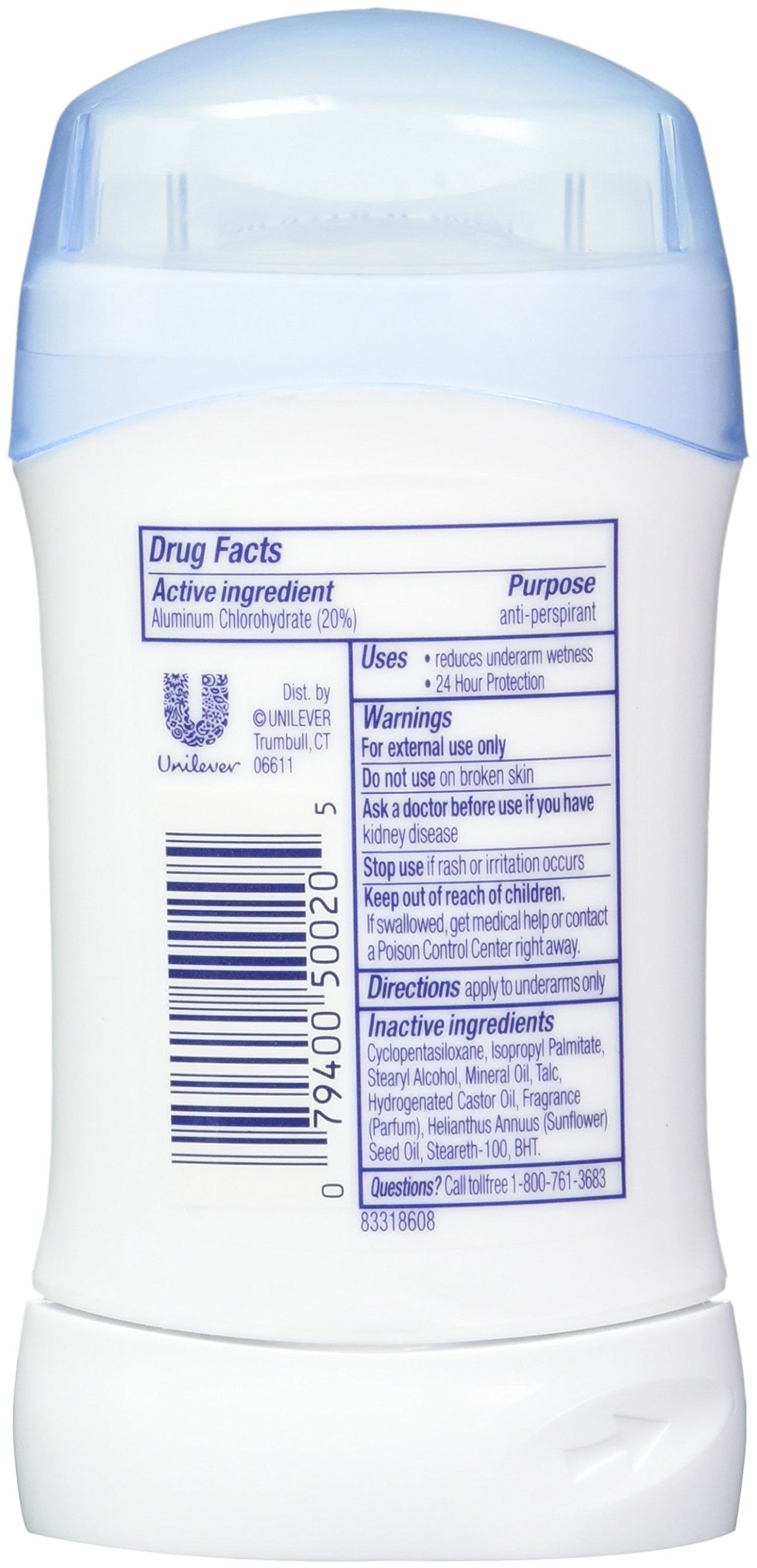 Dove Invisible Solid Powder application close-up on underarm showing smooth, quick-drying protection