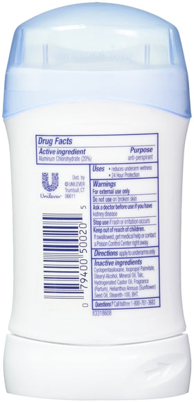 Dove Invisible Solid Powder application close-up on underarm showing smooth, quick-drying protection
