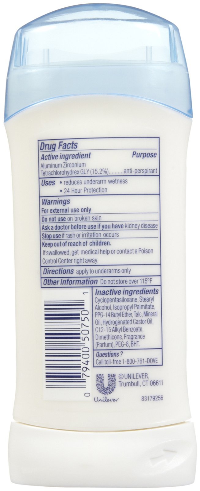 Dove invisible solid stick opened showing smooth application and travel-ready convenience