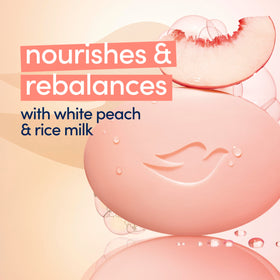 Dove label detail with ingredient highlights and PETA approval badge for cruelty-free