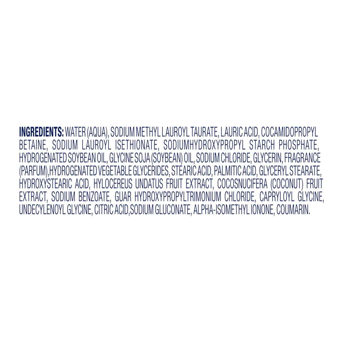 Dove label close-up showing ingredients and cruelty-free certification benefit