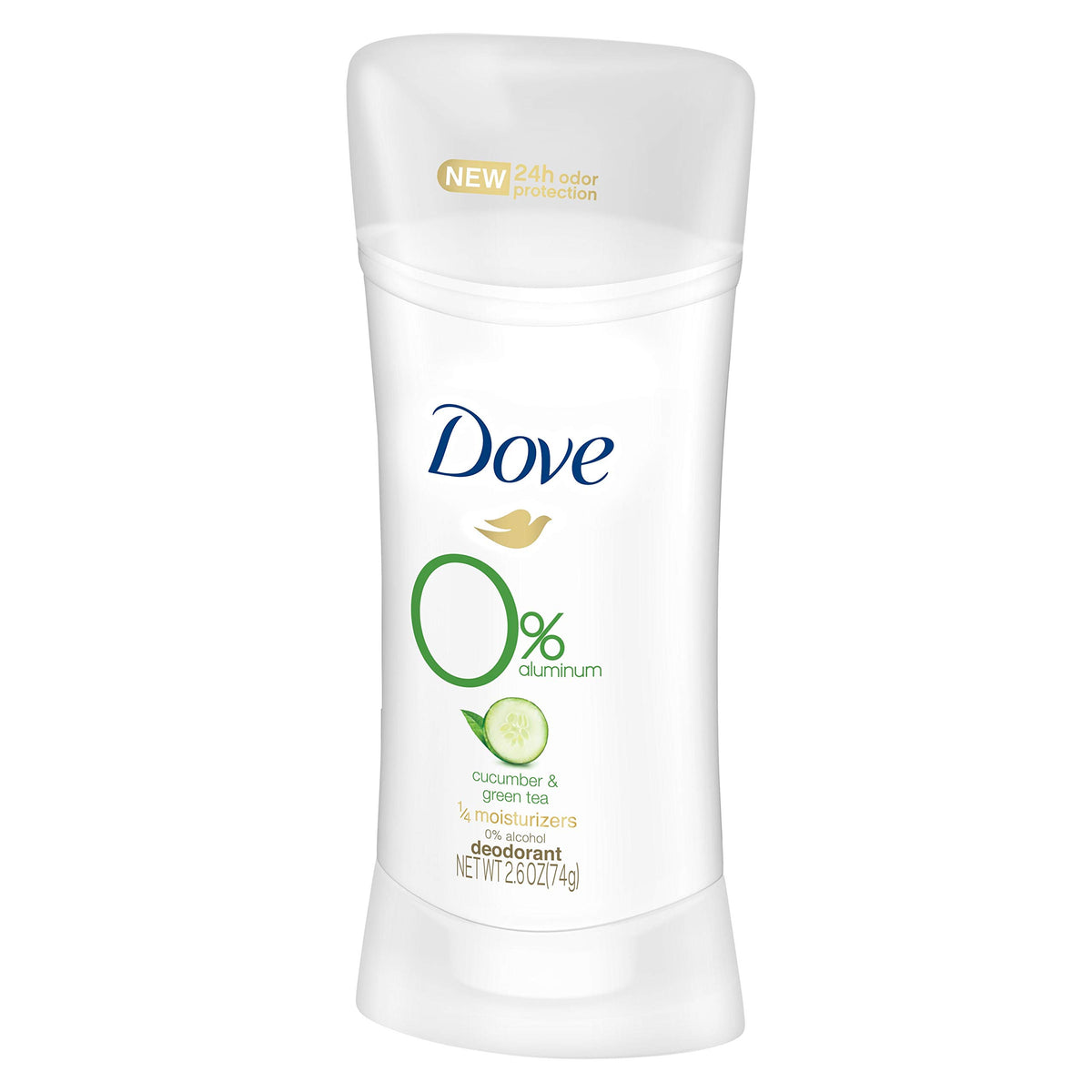 Dove product label image highlighting 0% aluminum and moisturizing benefit