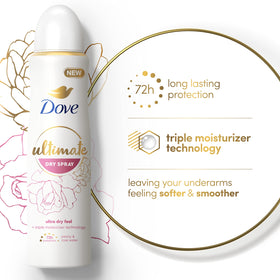Dove label close-up listing sunflower seed oil, calendula, vitamin E moisturizing benefits