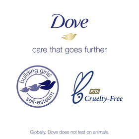 Close-up of Dove label with PETA certification for cruelty-free reassurance