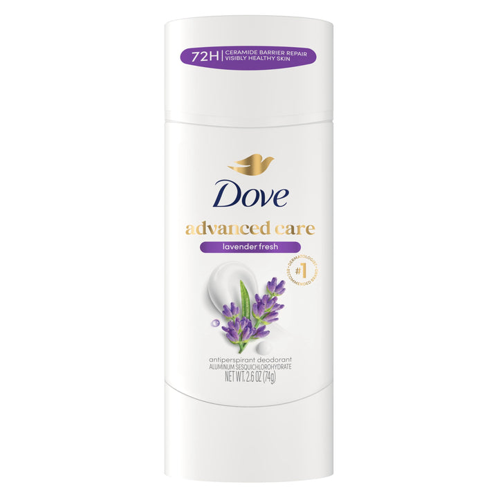 Dove front packaging showing Lavender Fresh antiperspirant for soft underarms