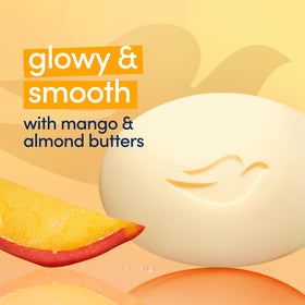 Dove mango and almond butters ingredient scene highlighting skin nourishment