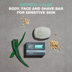 DOVE MEN + CARE bar held in hand for size comparison and travel convenience