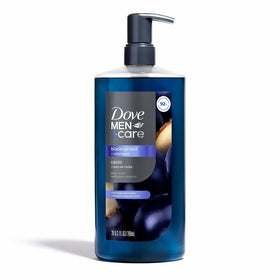 Dove Men+Care with blackcurrant and cedarwood ingredients highlighting fragrance