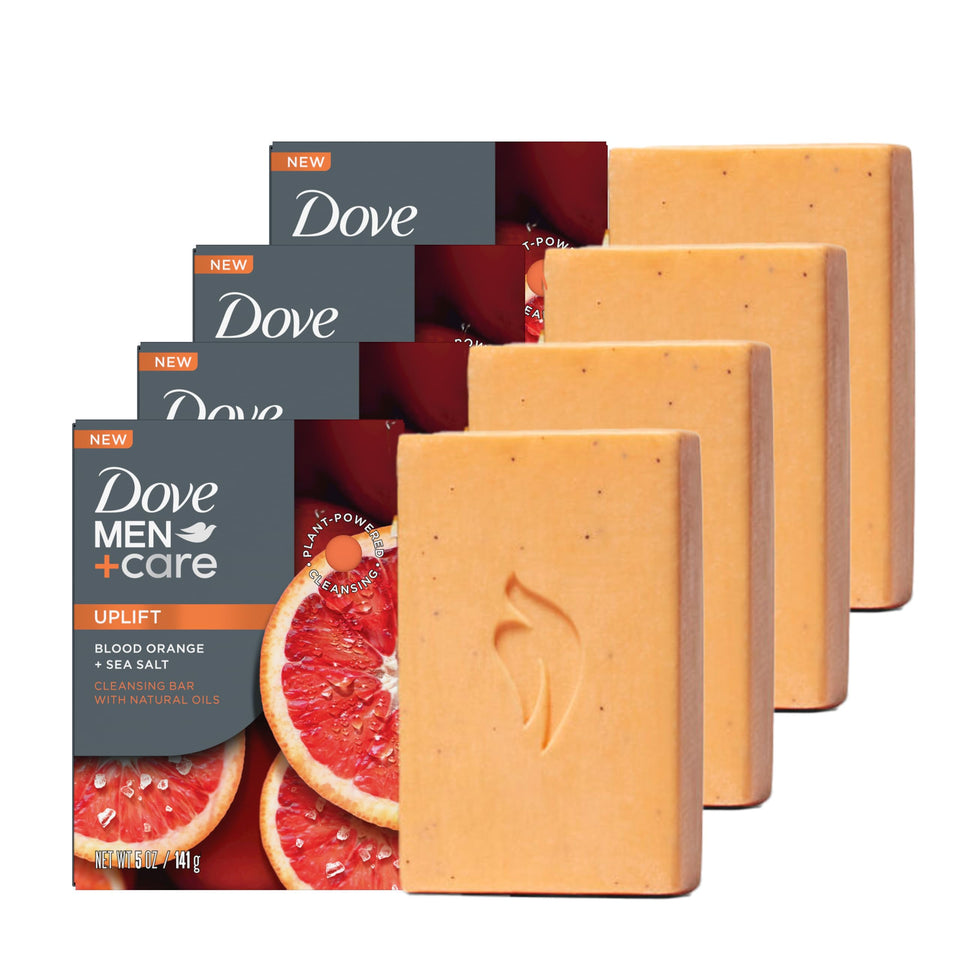 Dove Men+Care front packaging showing blood orange and sea salt benefits