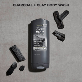 Dove Men+Care bottle label highlighting 100% recycled plastic packaging