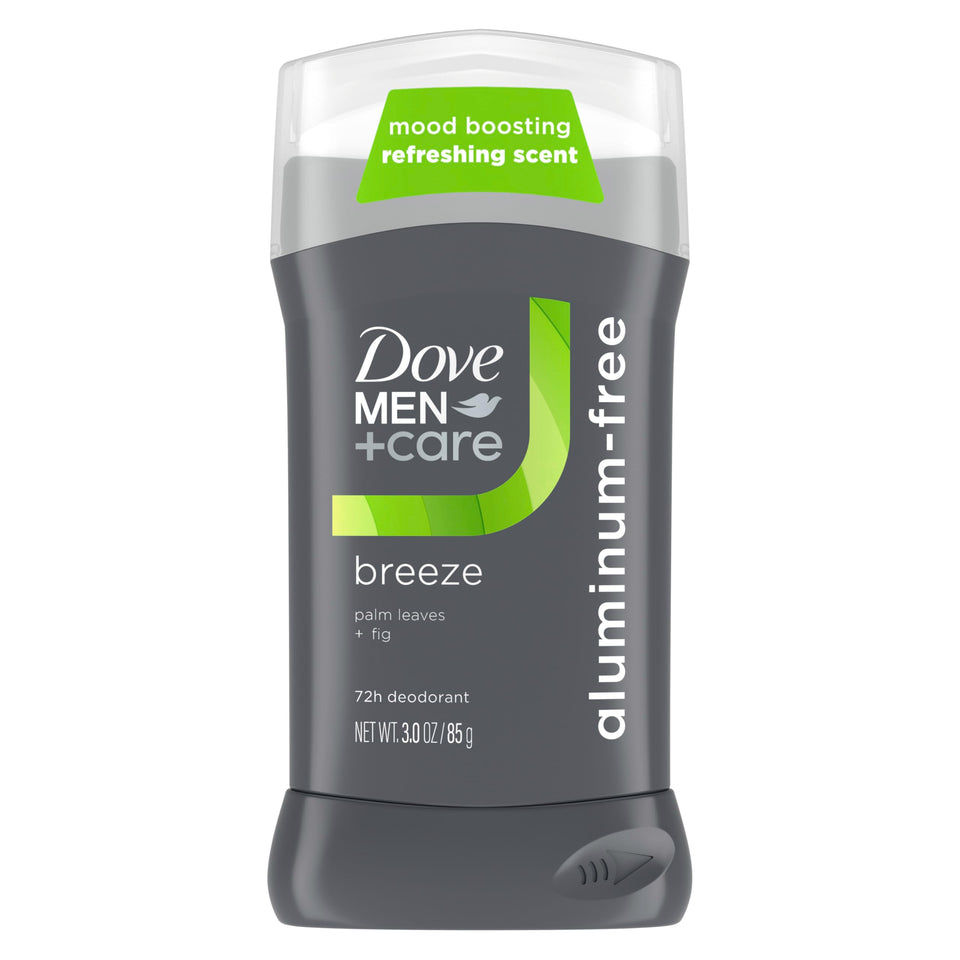DOVE MEN + CARE front packaging showing Breeze scent and 72h protection