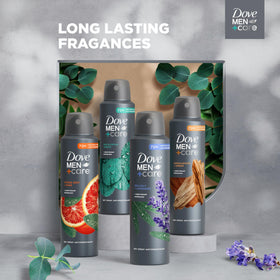 Close-up aerosol nozzle of Dove Men+Care highlighting instant dry finish benefit