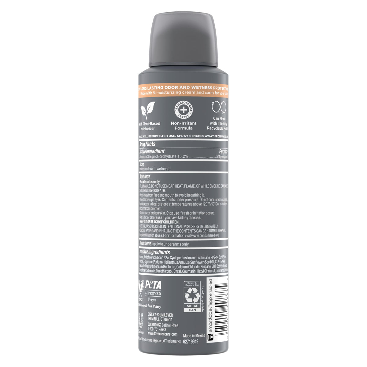 Four-pack of Dove Men+Care Cedarwood Tonka displayed for value and convenience benefit