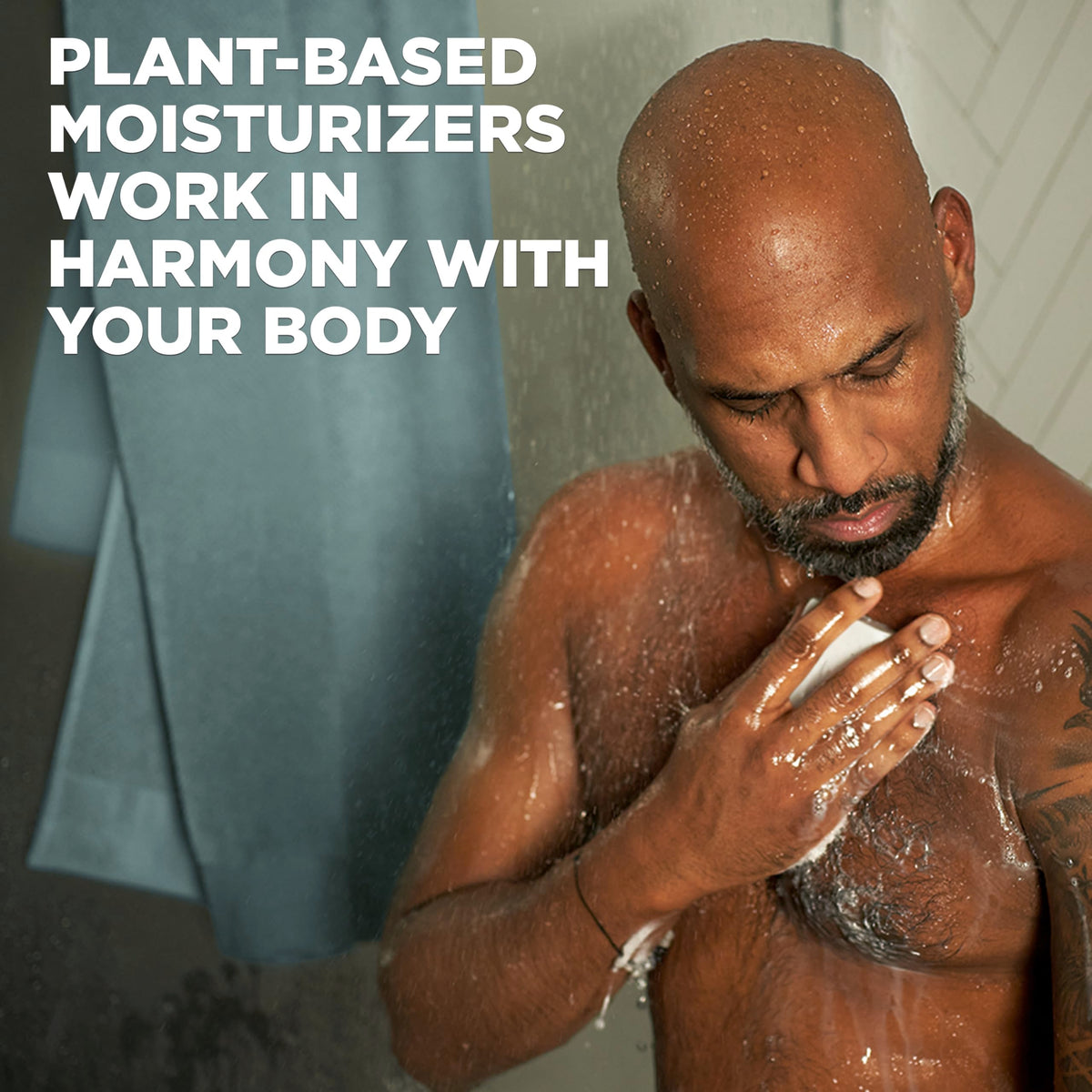 DOVE MEN + CARE lather on face for shaving and hydrating comfort