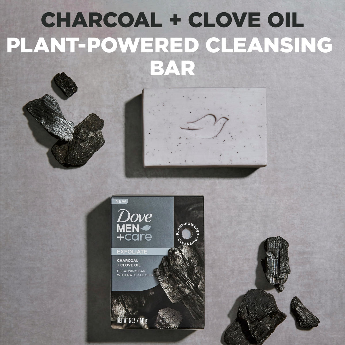DOVE MEN + CARE bar texture detail showing creamy cold-pressed finish