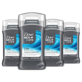 DOVE MEN + CARE front packaging showing clean comfort stick and benefits