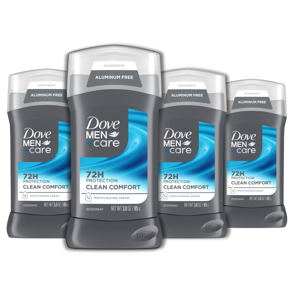 DOVE MEN + CARE front packaging showing clean comfort stick and benefits