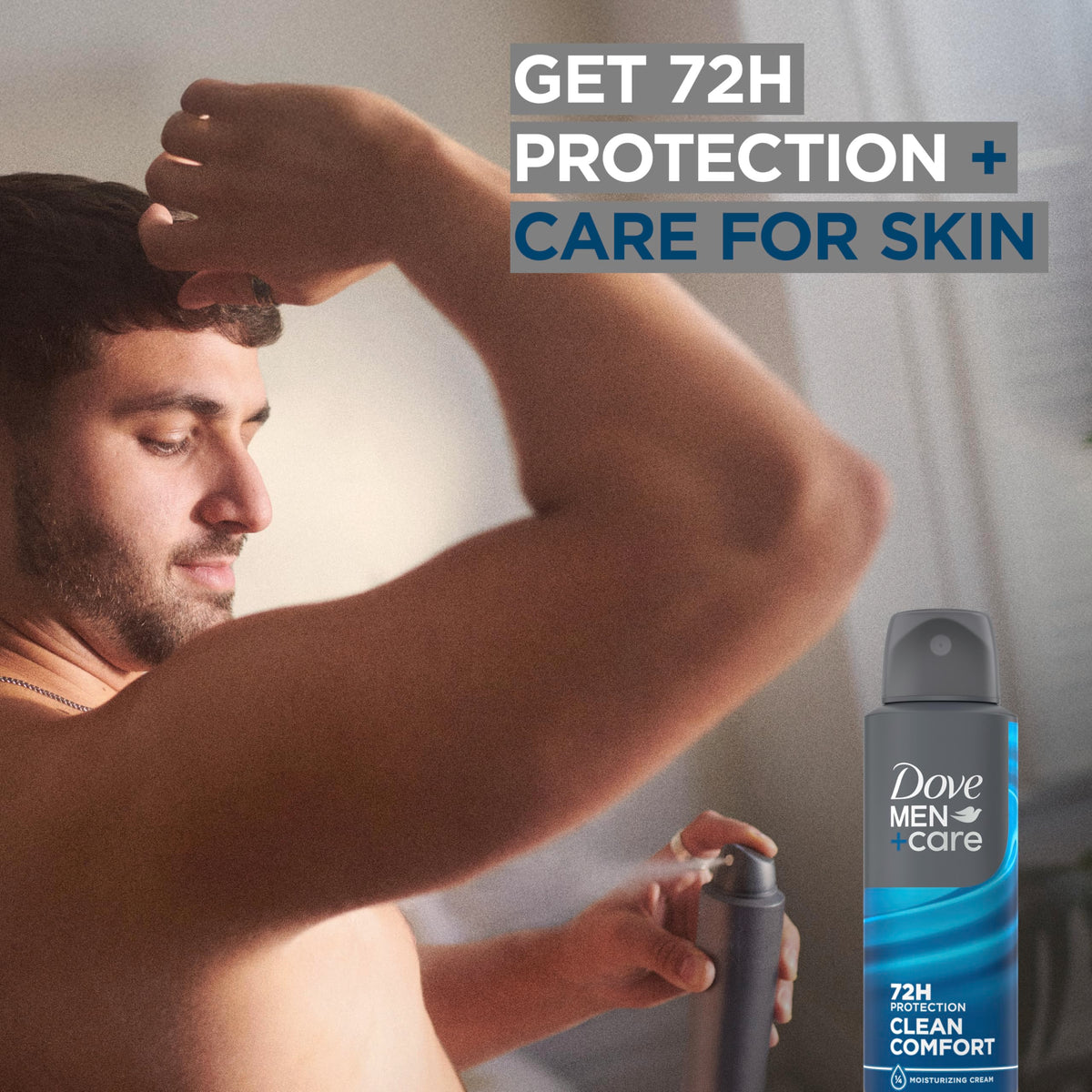 Dove Men+Care placed on bathroom shelf for everyday grooming routine