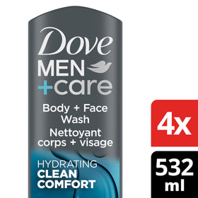 Dove Men+Care pump close-up highlighting easy-dispense bottle and convenient use