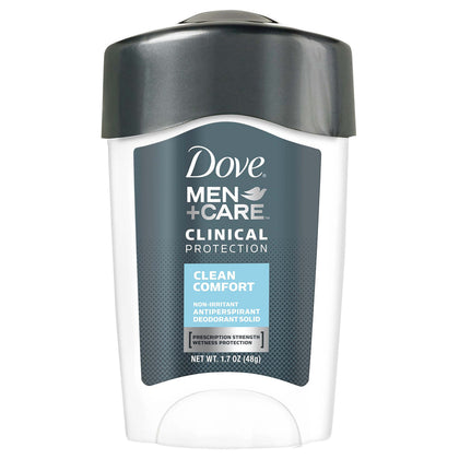 DOVE MEN + CARE front packaging showing clinical-strength protection