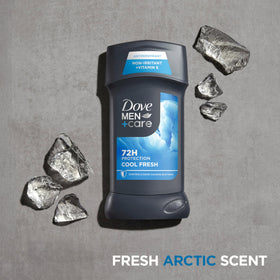 Dove Men+Care being applied underarm showing dry protection and comfort