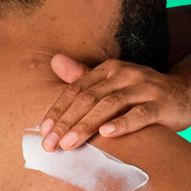 Dove Men+Care being applied to foot illustrating all-body odor protection benefit