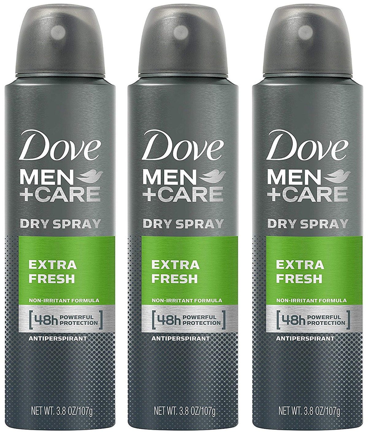 Dove Men+Care front pack showing three Extra Fresh sticks for convenient supply